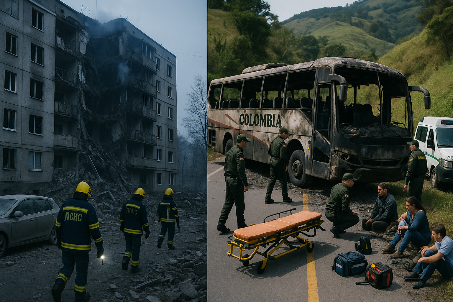 Russia Strikes Ukraine as Colombia Bus Bomb Kills 13 in Deadly Weekend of International Violence