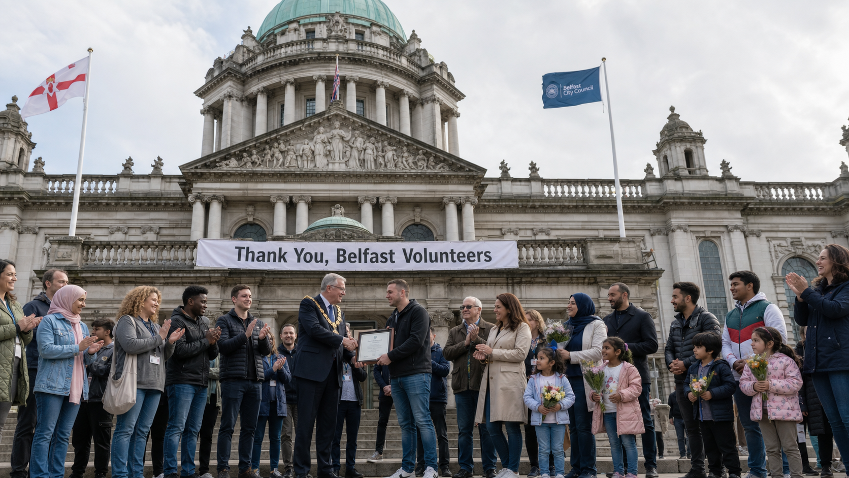 Belfast Volunteers Who Fed and Sheltered Migrant Families During June Unrest Honoured at City Hall