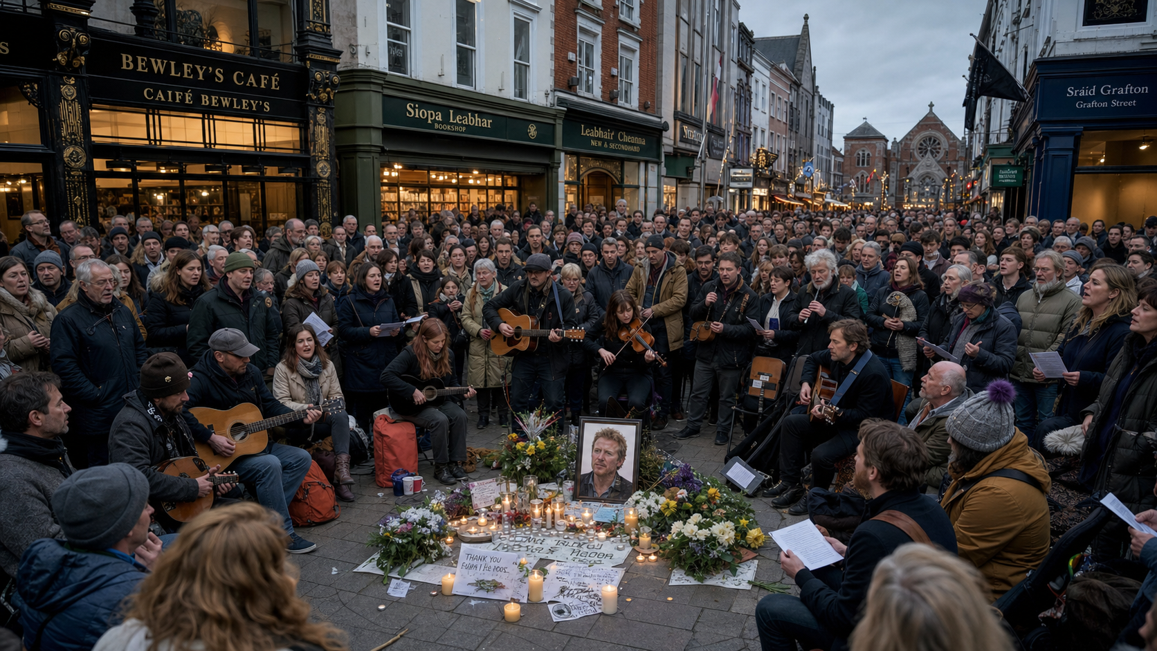 Musicians and Fans Gather on Grafton Street to Honour Glen Hansard as Book of Condolence Opens