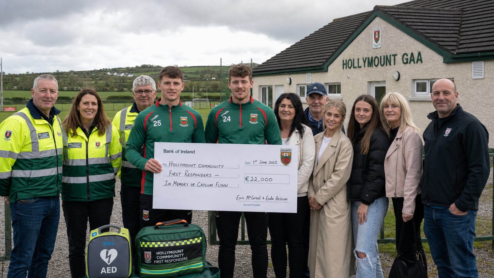 Mayo GAA Stars Present €22,000 Cheque to First Responders in Memory of Caylum Flynn