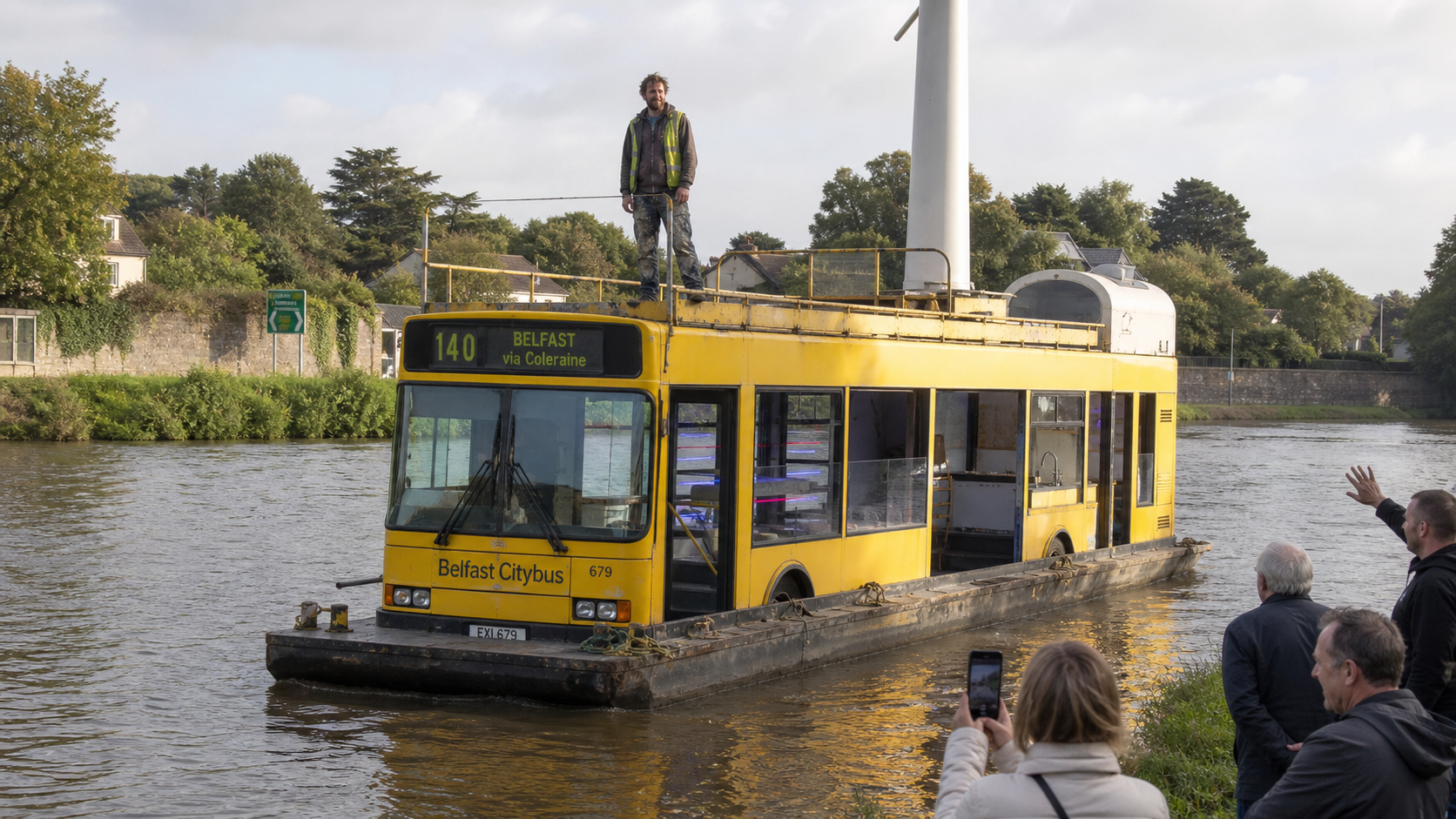 Belfast Bus Boat: Artist Paddy Bloomer Launches 14-Metre Vessel Built from Old Citybus on River Bann