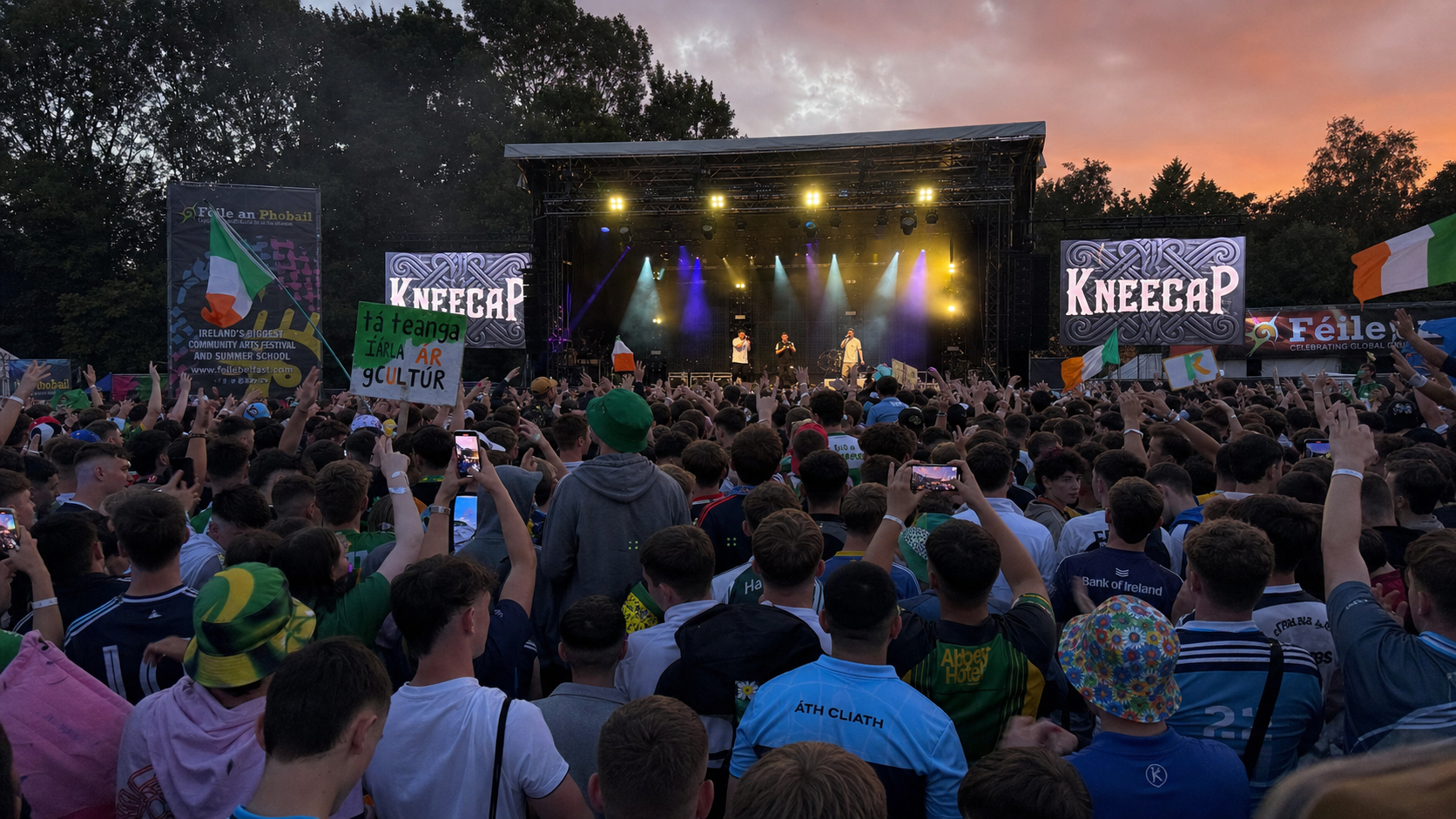 Kneecap Sell Out Falls Park Homecoming Gig at Féile an Phobail Raising Funds for Irish Language Projects