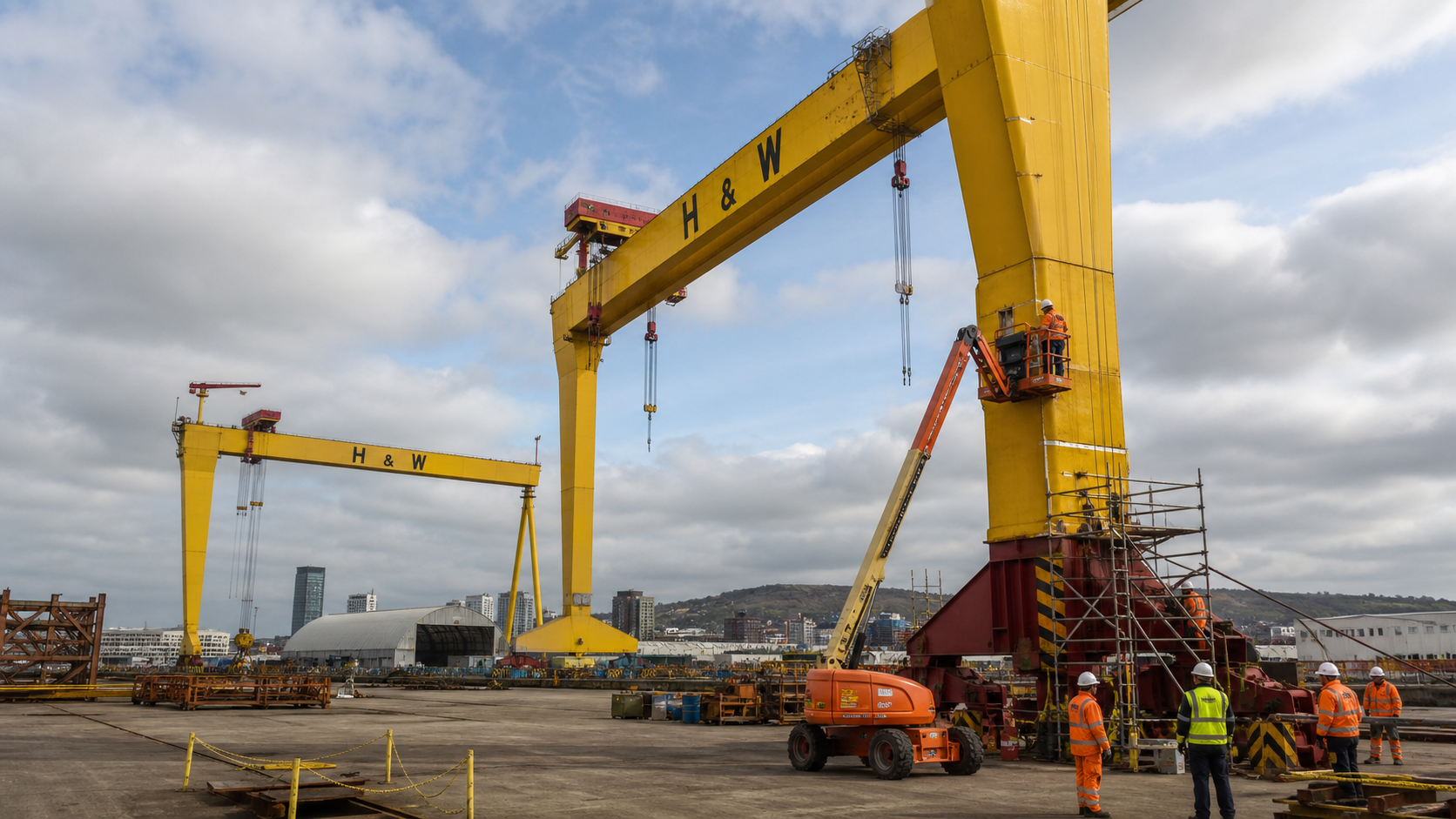 Samson and Goliath: Belfast's Iconic Harland and Wolff Cranes Begin £3.1 Million Overhaul Ahead of Naval Shipbuilding Contracts