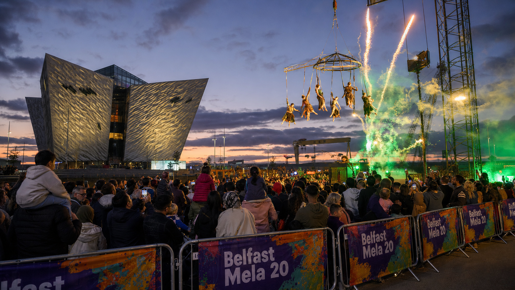 Earth Child Aerial Spectacular at Titanic Slipways Marks Belfast Mela 20th Anniversary