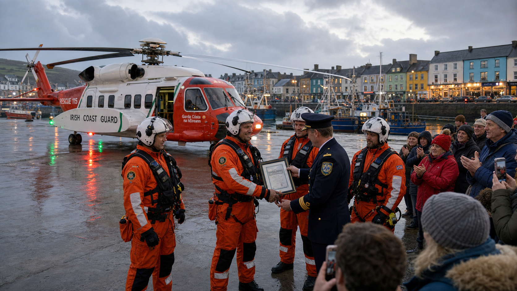 Rescue 115 Crew Honoured for Dramatic Dingle Trawler Rescue That Saved 14 Lives