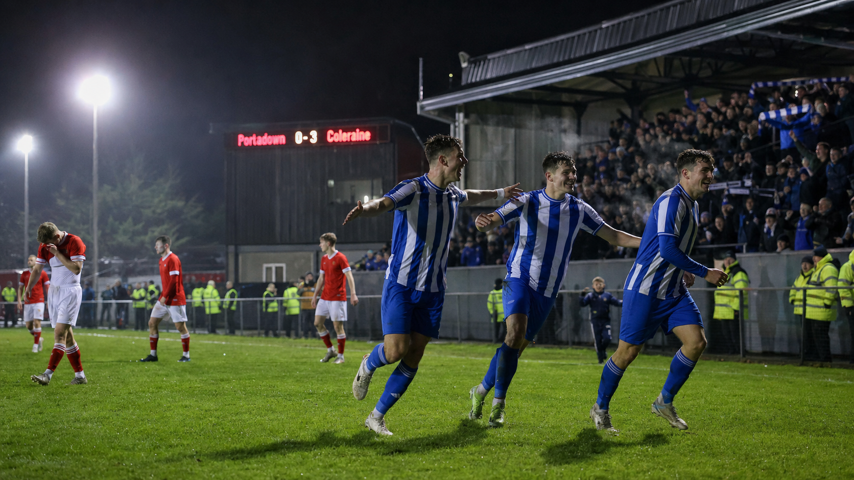 Coleraine Go Top of Irish Premiership with Commanding 3-0 Win Over Portadown at Shamrock Park